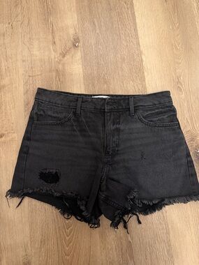 Wrangler Black Distressed Denim Shorts Since 1947 Raw Frayed Hem Cutoff Western